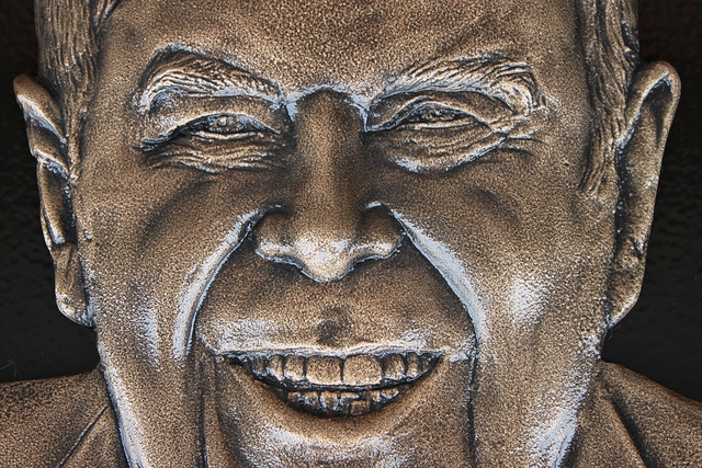 Detail of Bronze Bas Relief portrait