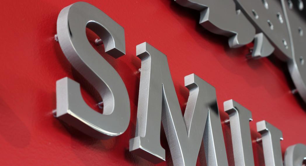 polished stainless steel letters for office walls