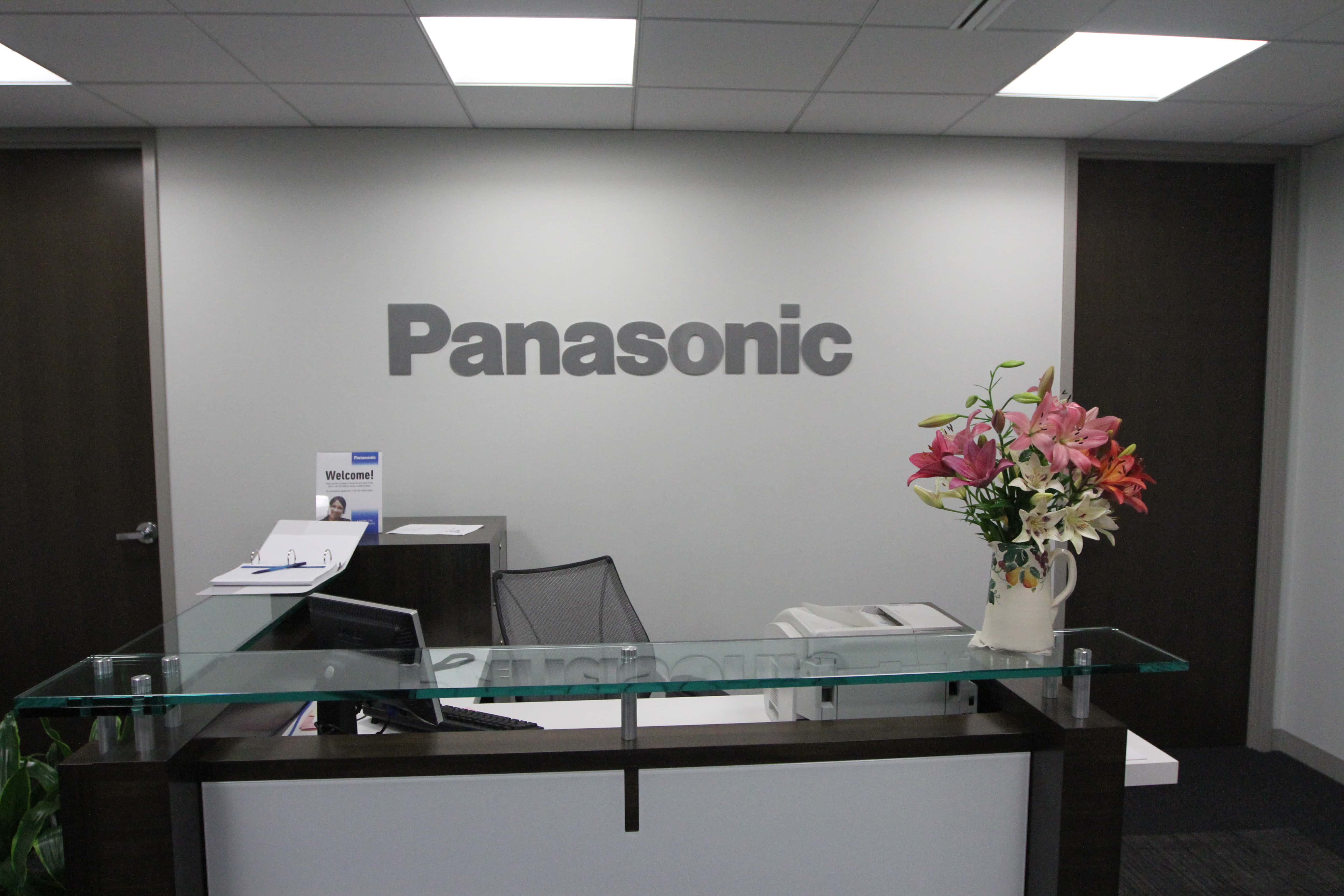 customer laser cut office lobby sign panasonic Chicago