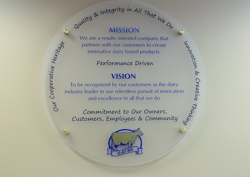 Glass painted mission and vision statement