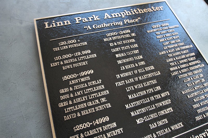 Outdoor bronze plaque with donor names