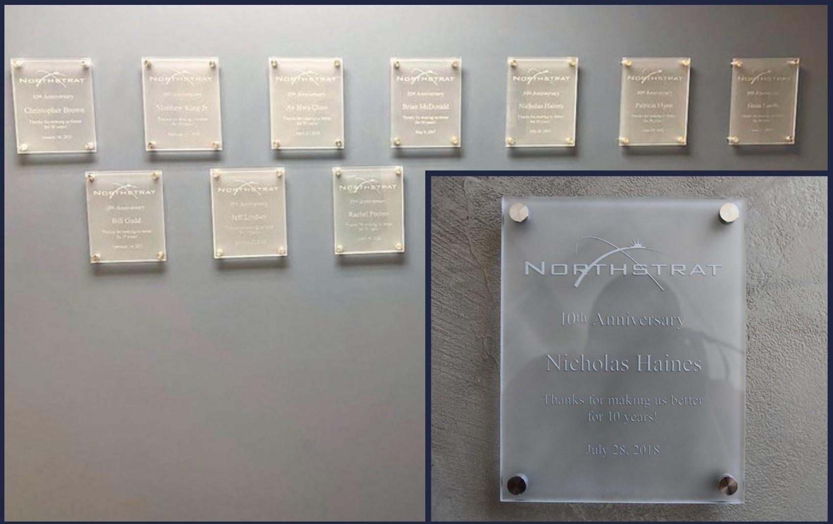 Glass wall of recognition display