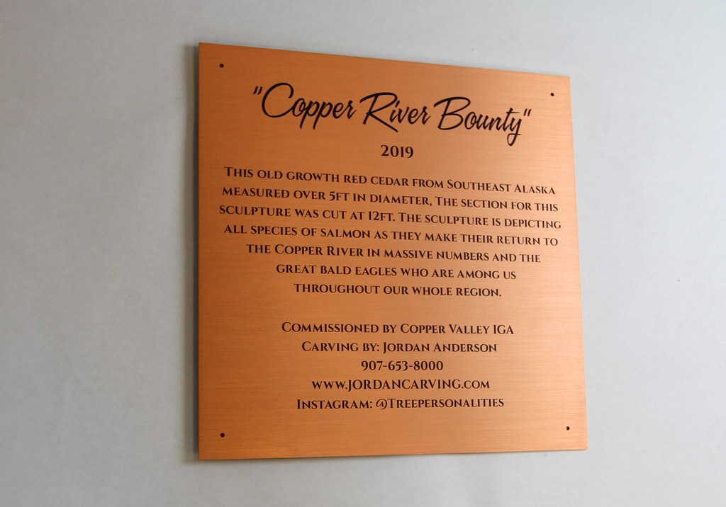 18" x 18" Etched Brushed Copper Plaque Recessed paint filled black letters Holes through face for customer mounting exterior garden