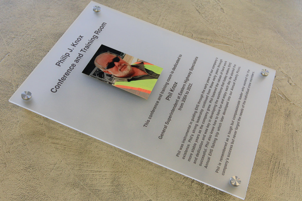 Acrylic Memorial Dedication Sign with Full Color Photo and UV Text printed on face