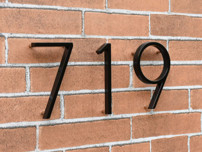 Aluminum House numbers on brick