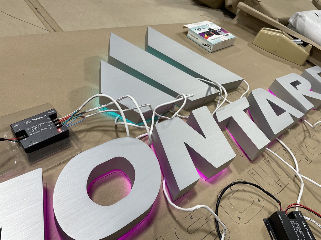 BackLit Channel Letters and Logo for Interior Office logo sign With RGB LED's for color accent