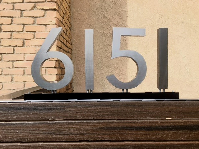 Bottom Rail Mounted Cast Aluminum Letters Brushed Finish