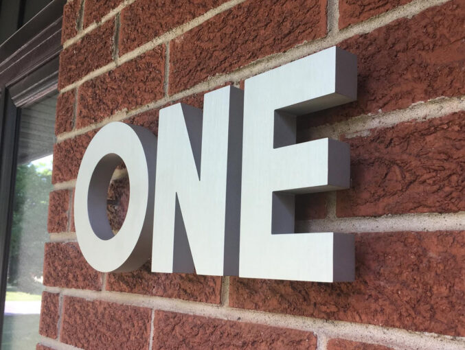 Clear Anodized Aluminum letters 1" thick