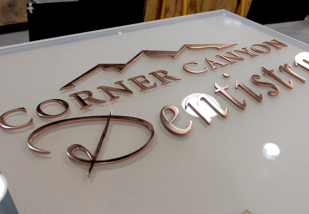 Copper letters on Frosted glass