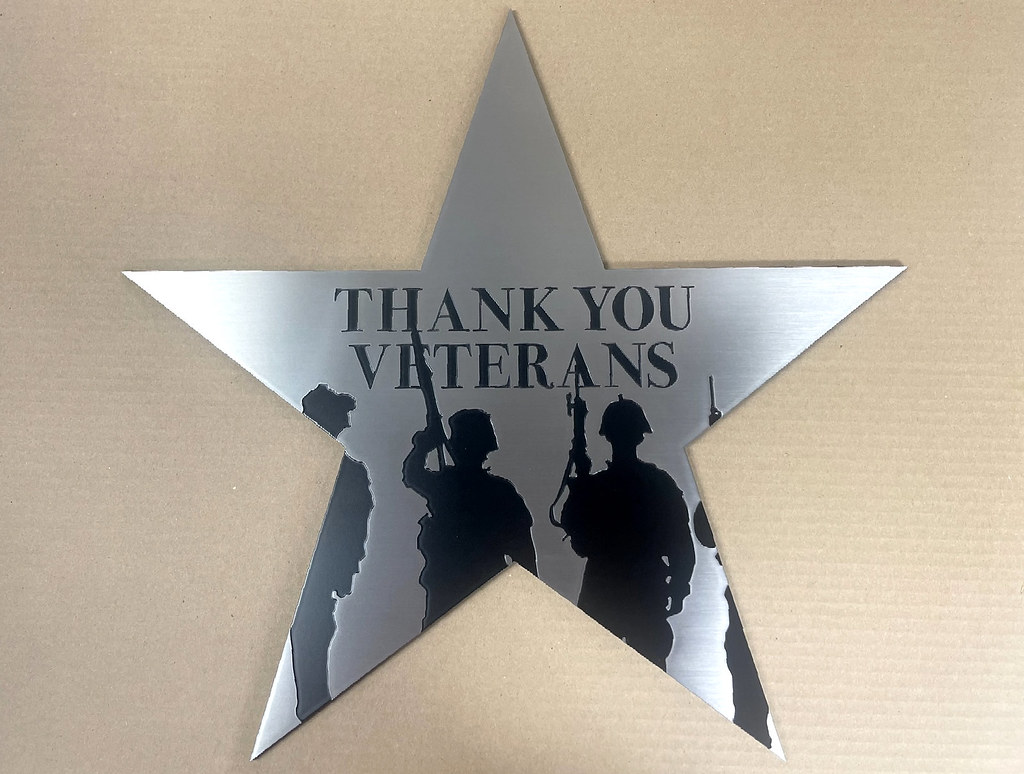 Custom Shape Veterans Memorial Etched Stainless Steel Plaque