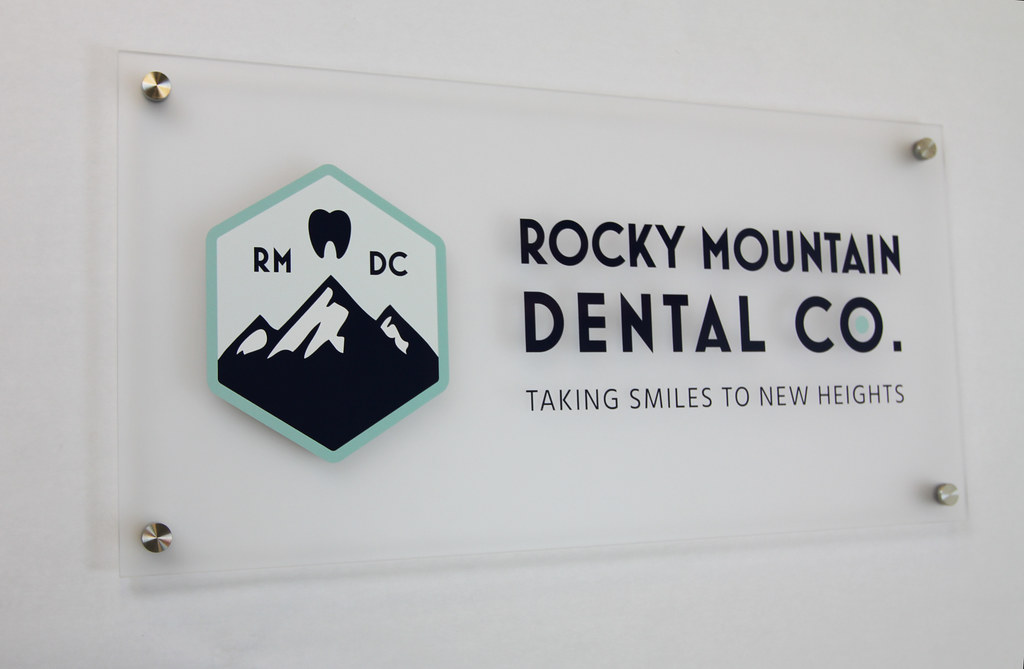 Dental Office Logo Lobby Sign Frosted acrylic panel with Full Color digital printed image and graphics on face