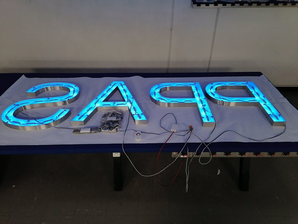 Detail of backlit channel letter RGB LED