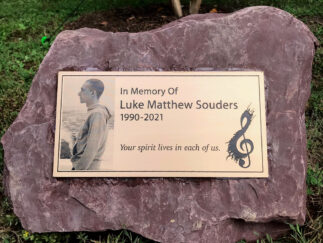 Etched Bronze Plaque with Etched photo image and custom logo on face