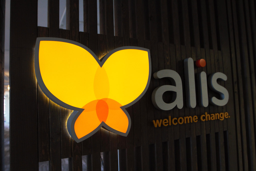 Face and backlit custom butterfly fabricated custom shape logo lettering fabricated nonilluminated