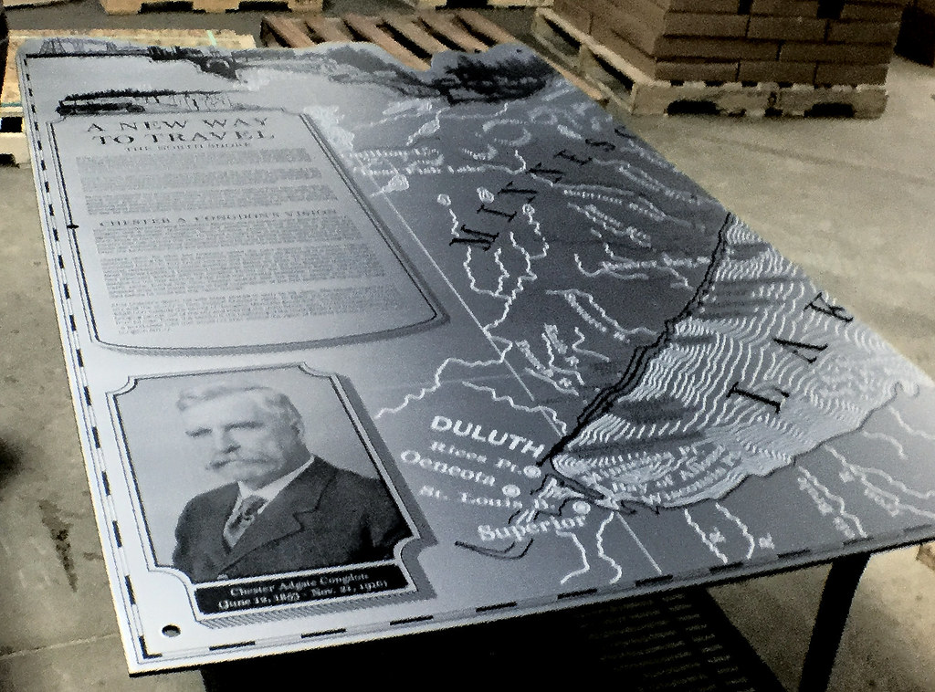 Full UV Graphics on Stainless Steel panel includes halftone color profile multiple images and map