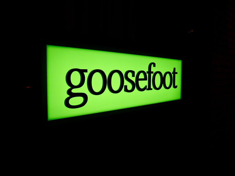 Using negative space to highlight the name ft. Goosefoot gourmet restaurant and pastry shop.