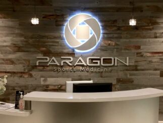 Illuminated Accent logo with Nonilluminated lettering