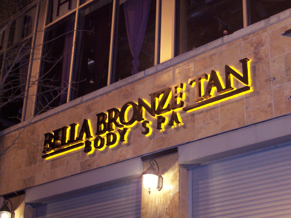 Lighted Business Signs Chicago - Bella Bronze - Fabricated letters and Amber LEDs are additional Cost