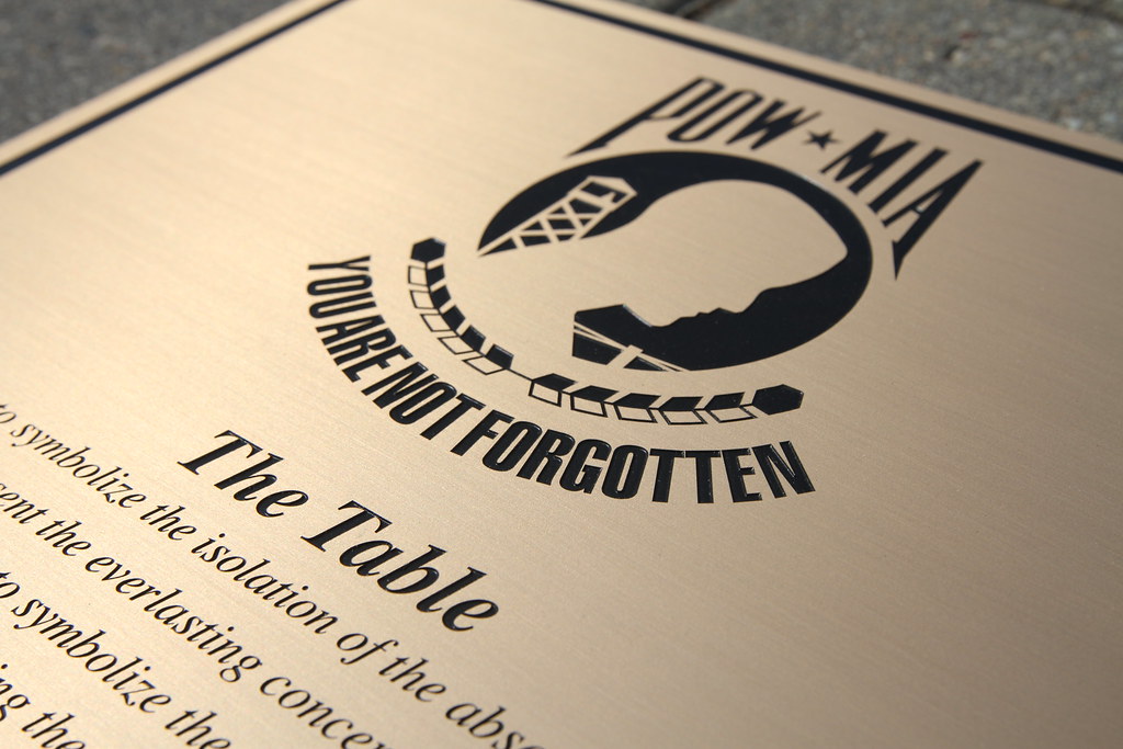 POW MIA etched bronze memorial plaque