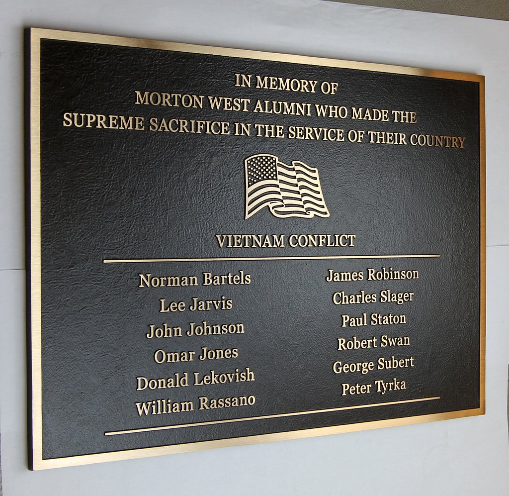 Veteran Memorial Bronze Plaque for Morton West High School