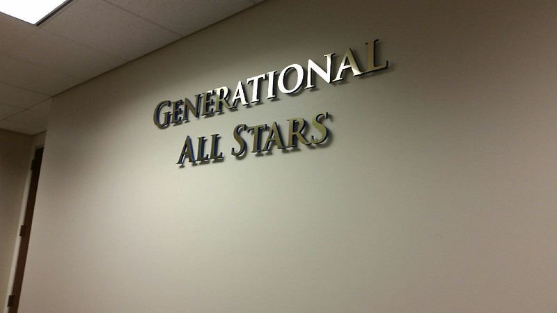 Trajan bold font on dimensional sign letters.