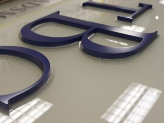 Blue metal dimensional letters