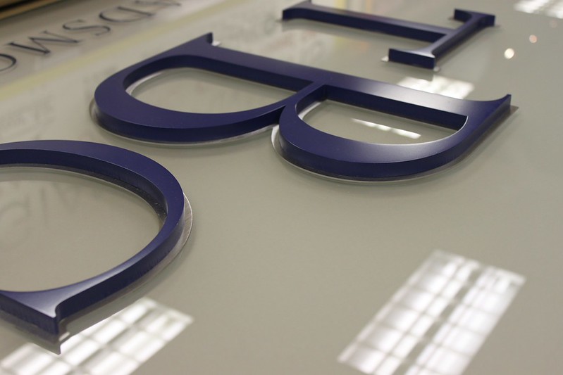 Blue metal dimensional letters