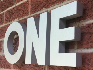 Clear Anodized Aluminum Letters, 1 inch thick - Exterior