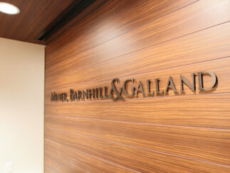 Thick Cut Bronze Lettering for Office Signs - Dark Oxidized Finish - Miner, Barnhill, & Gallan