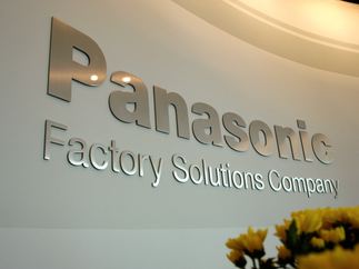 Panasonic metal lobby sign by Impact Signs.